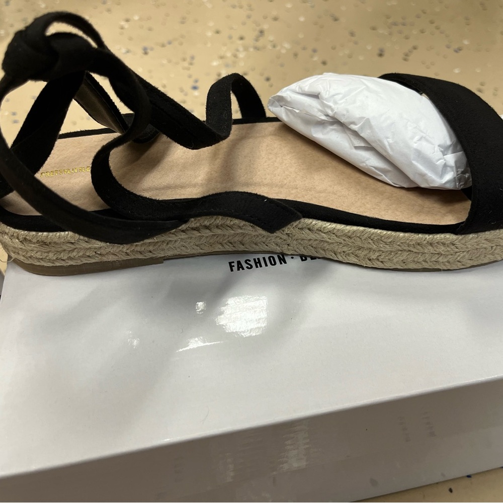 PrettyLittleThing Black Espadrille Flats